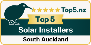 Top 5 solar installers in NZ badge.